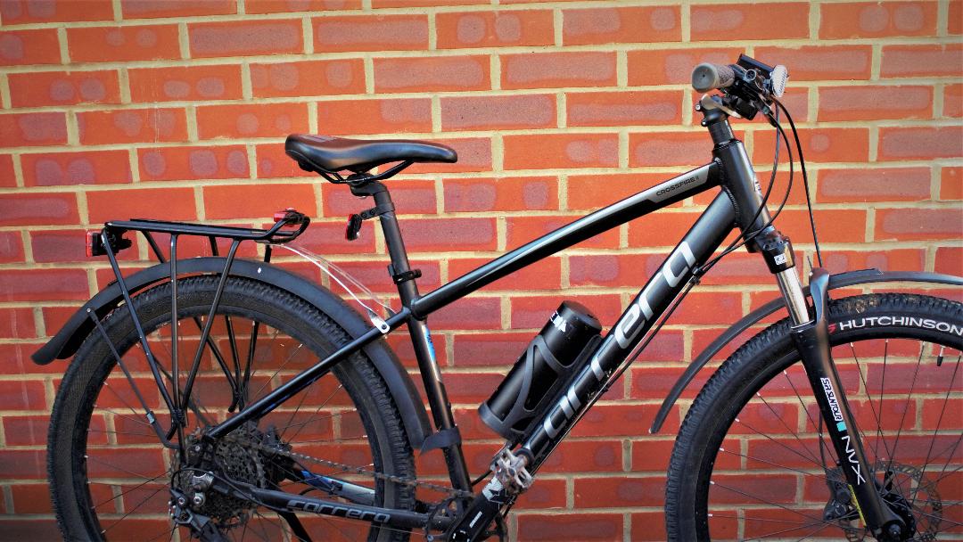 Mountain bike converted to an e-bike